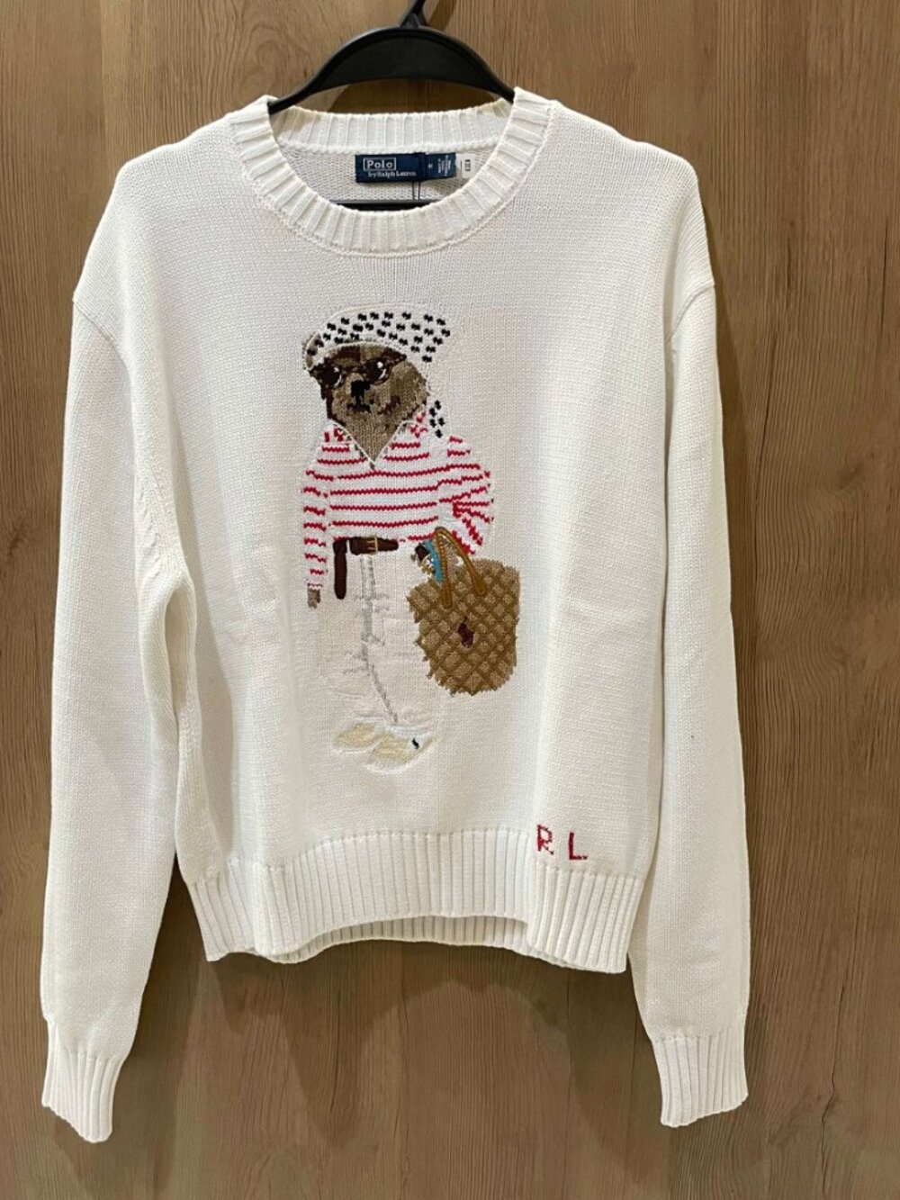Polo Ralph Lauren Bear Embroidered Crew Neck Knit Sweater